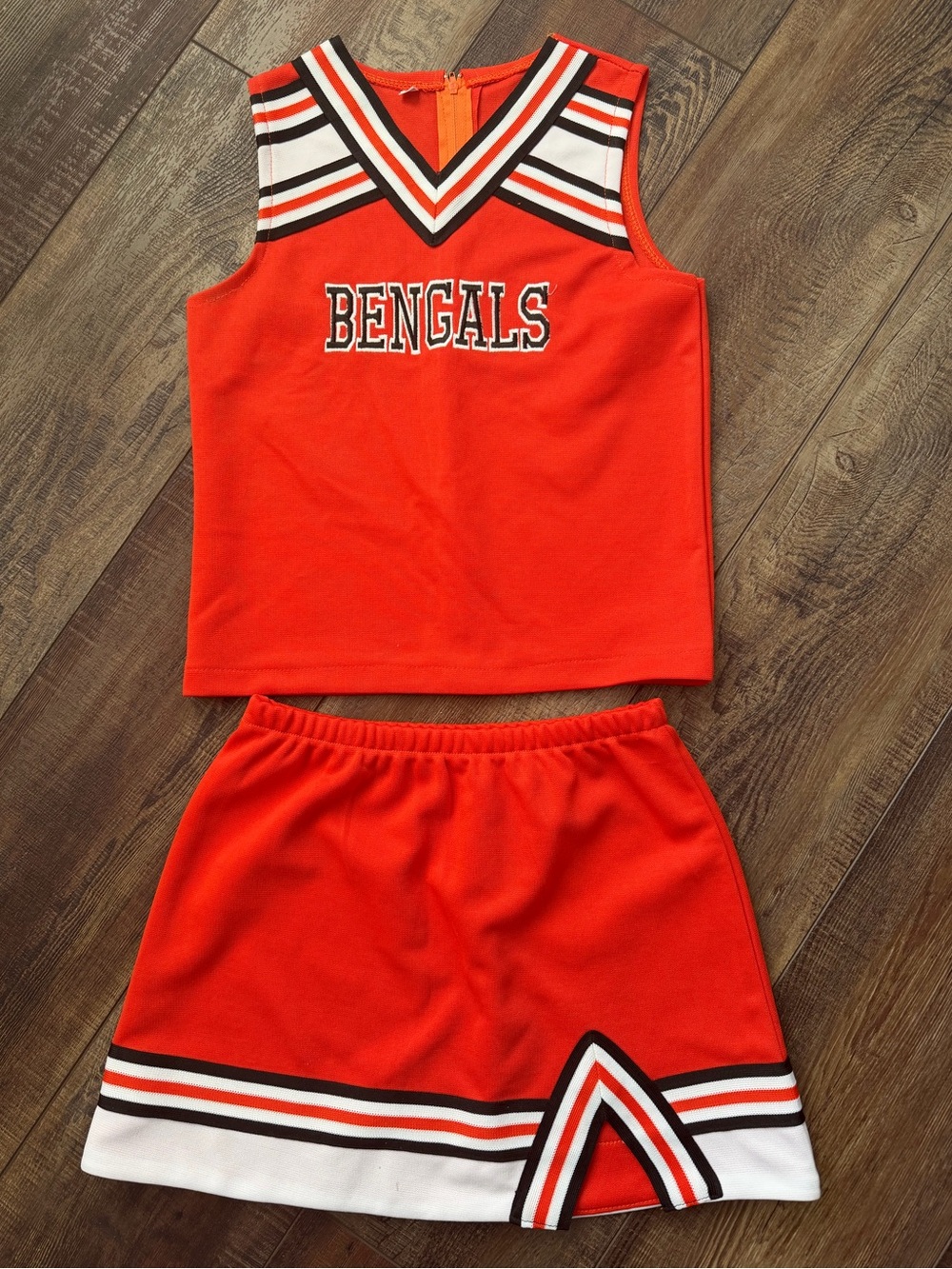 Kids Orange Bengals Cheerleader Costume Top & Skirt